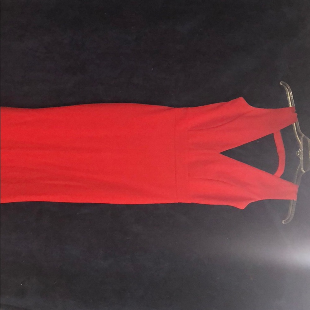Floor length red dress